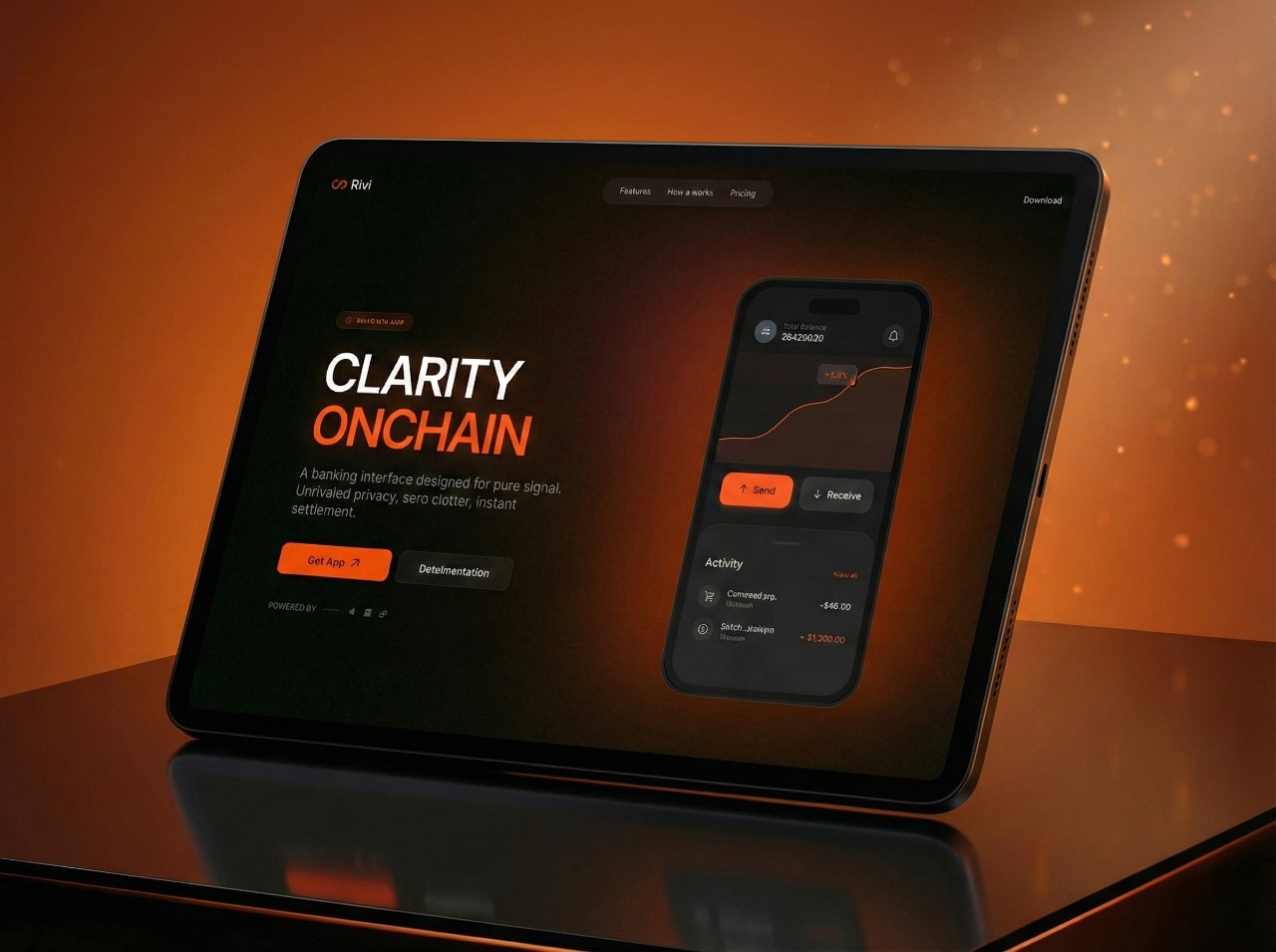 Rivi Web3 Banking - Cryptocurrency banking interface with wallet management and transaction features